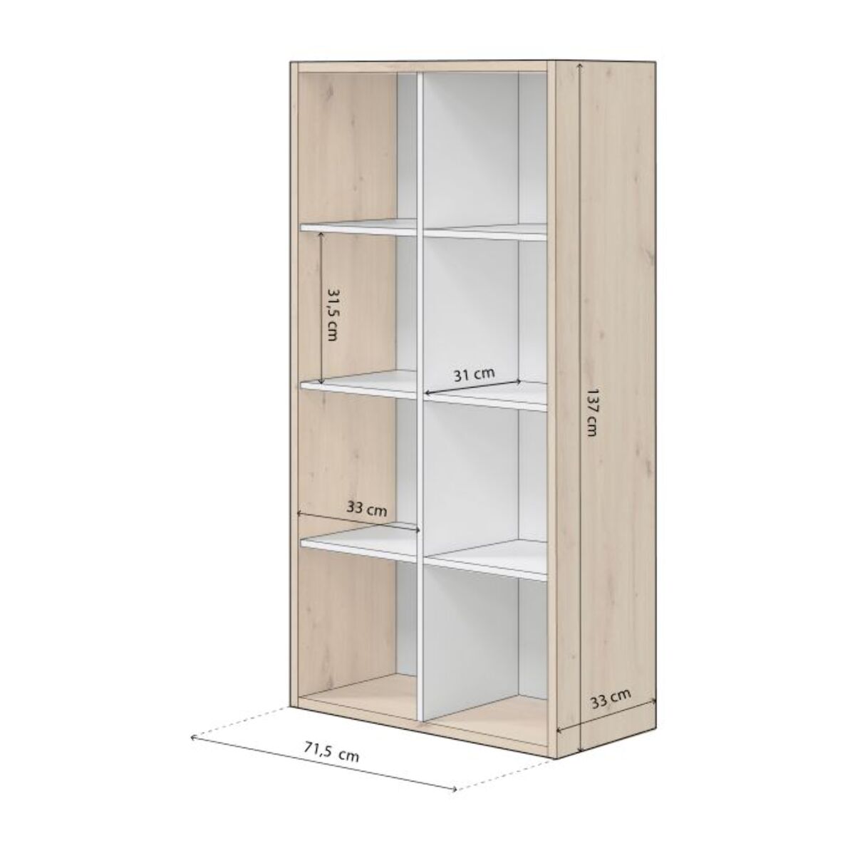 Estantería Dess Blanco Artik (Blanco Mate) - Roble Nodi