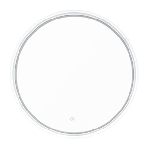 Miroir mural rond de 60 cm, avec éclairage LED et capteur, bord transparent lumineux, mémoire réglages (SATZFULED60)