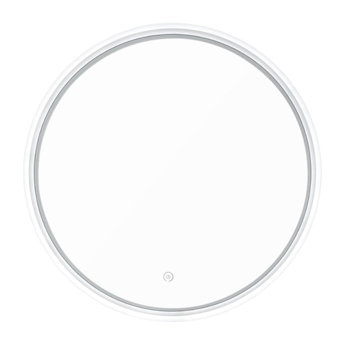 Miroir mural rond de 60 cm, avec éclairage LED et capteur, bord transparent lumineux, mémoire réglages (SATZFULED60)