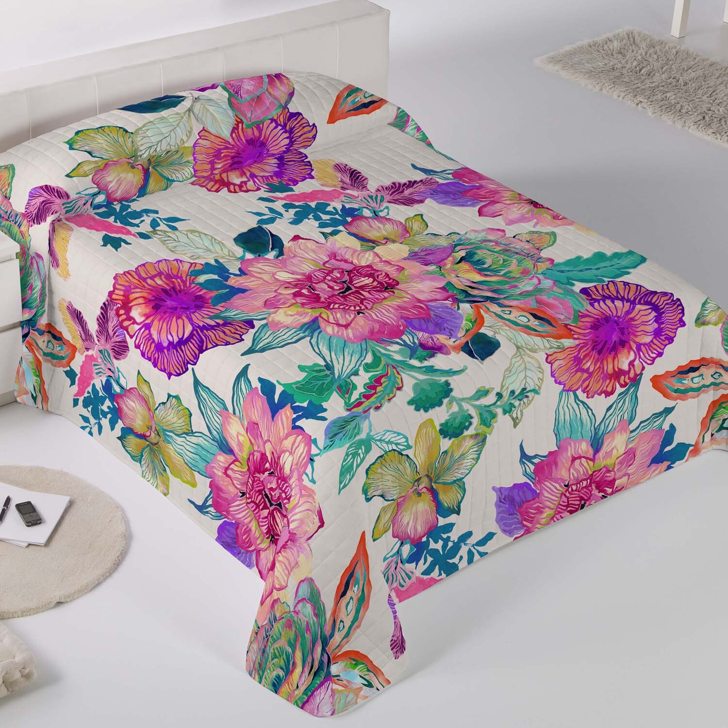 Icehome - Colcha Bouti Estampada - Reversible - 100% Poliéster - Microfibra - 70 gr/m² - Lunea