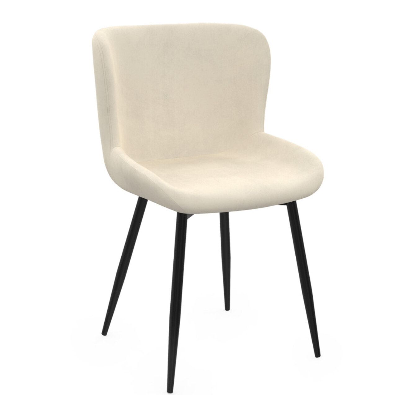 Chaises Taylor velours crème pieds métal noirs - lot de 2
