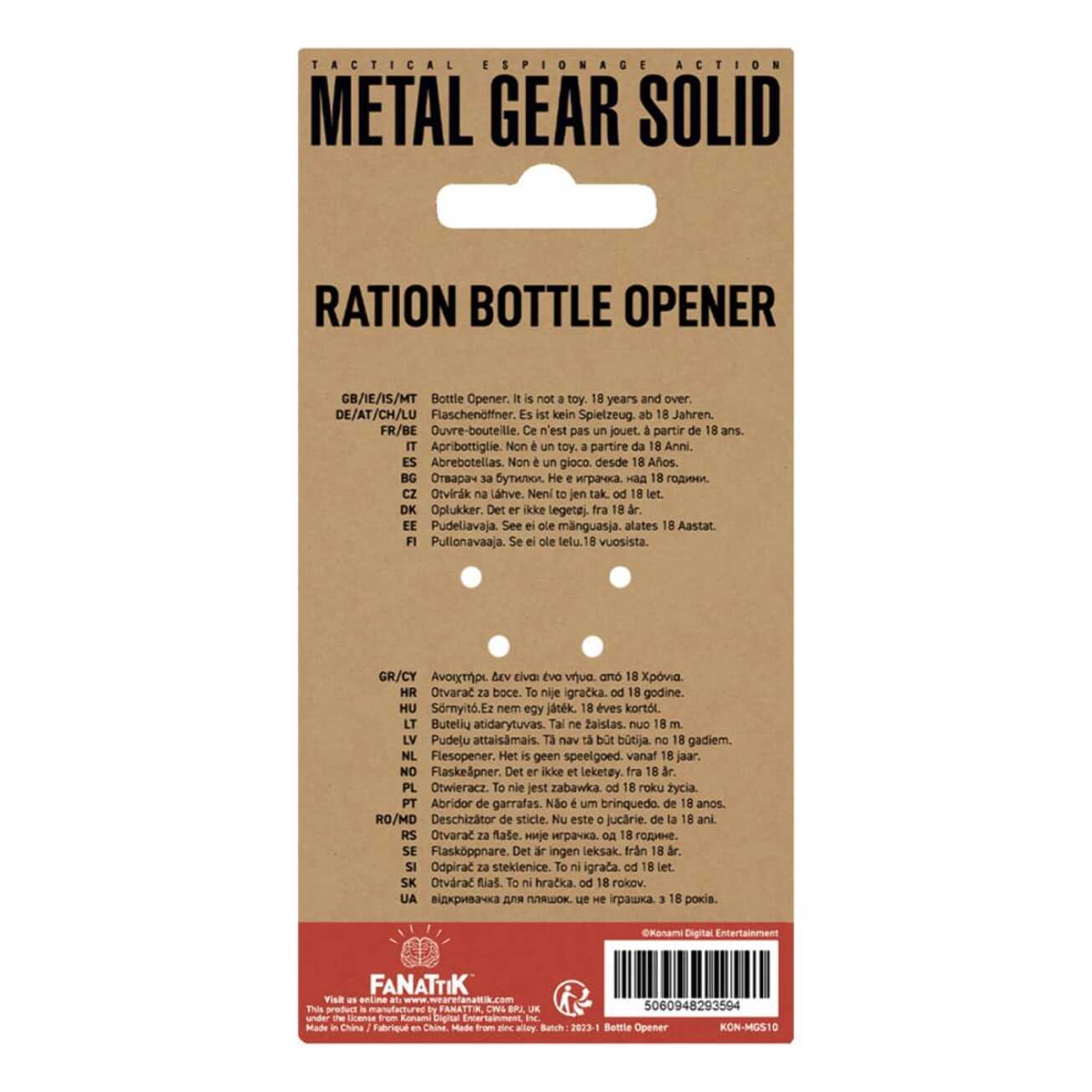 Metal Gear Solid Apribottiglia Solid Ration 8 Cm Fanattik