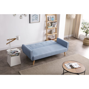 Canapé scandinave convertible 3 places Bleu OLIVER