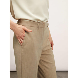 Motivi - Pantalón cropped con doblez - Beige