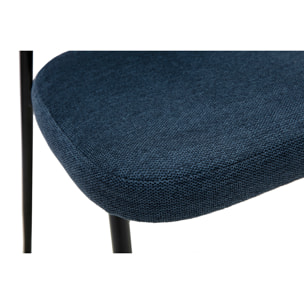Chaises en tissu effet velours texturé bleu foncé et métal noir (lot de 2) BREKA