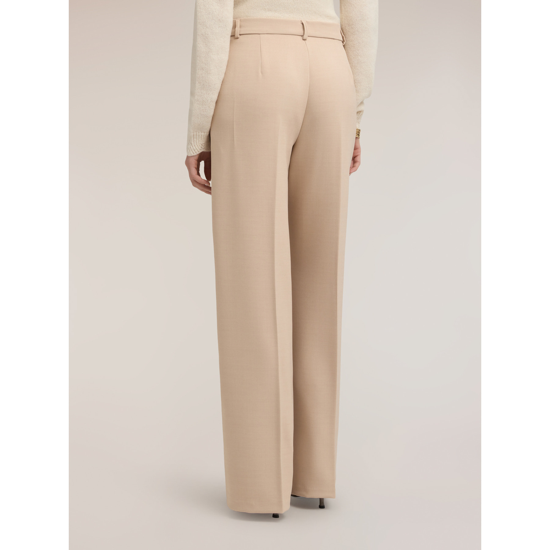 Motivi - Pantaloni palazzo a vita alta con piega - Beige