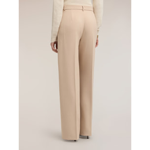 Motivi - Pantaloni palazzo a vita alta con piega - Beige