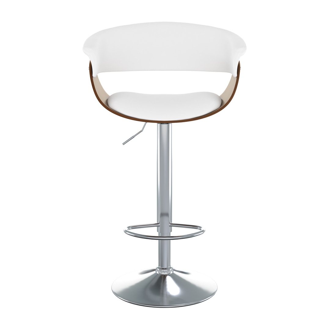 Chaise de bar réglable et pivotante 59/81 cm en cuir synthétique blanc - Basile