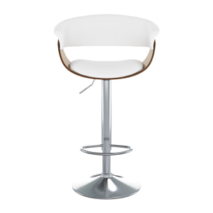 Chaise de bar réglable et pivotante 59/81 cm en cuir synthétique blanc - Basile