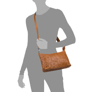 Martia Borsa a tracolla Donna.Pelle autentica Camoscio Incisa Arabesco