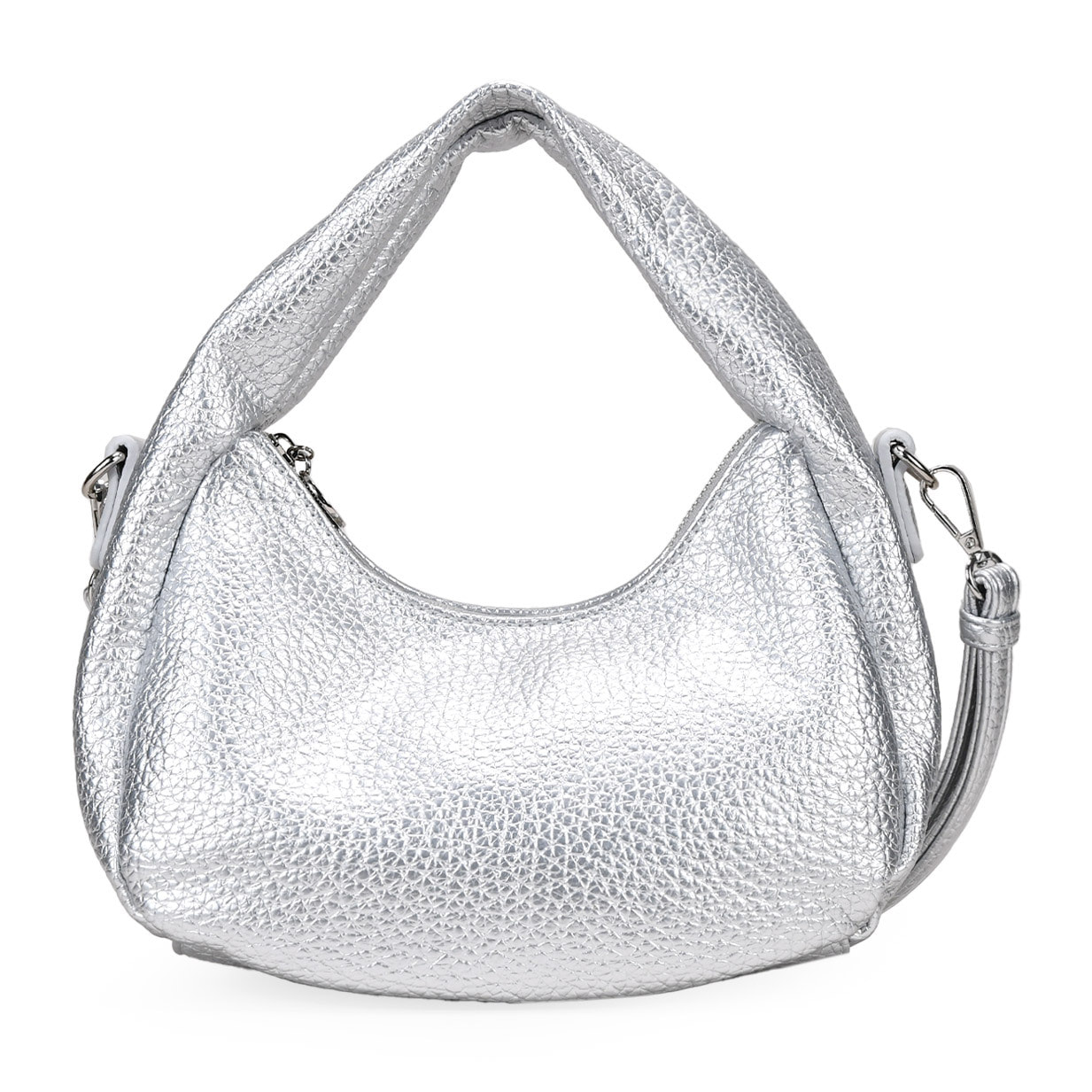 Bolso pequeño plateado con cremallera