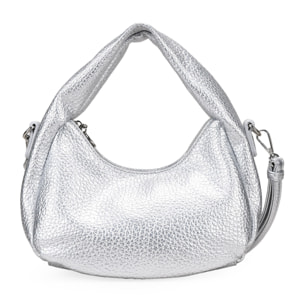 Bolso pequeño plateado con cremallera