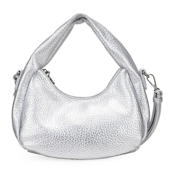 Bolso pequeño plateado con cremallera
