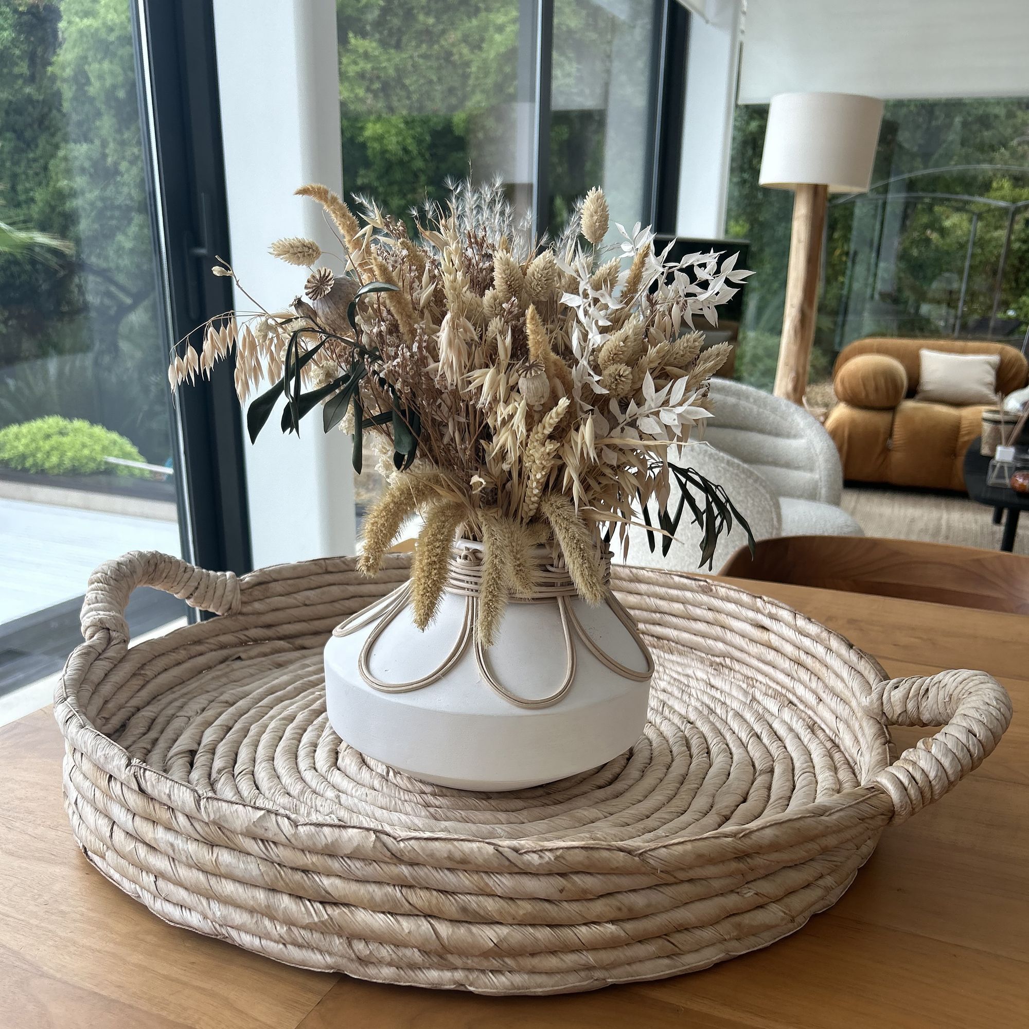 Plateau en abaca avec poignées 48cm DOUNIA