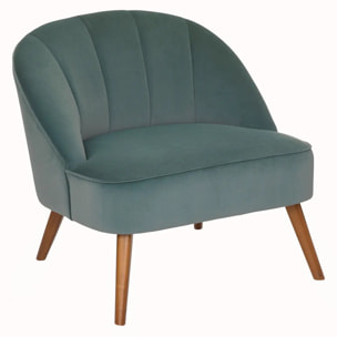 Fauteuil "Naova" - velours - pieds imitation bois - vert céladon