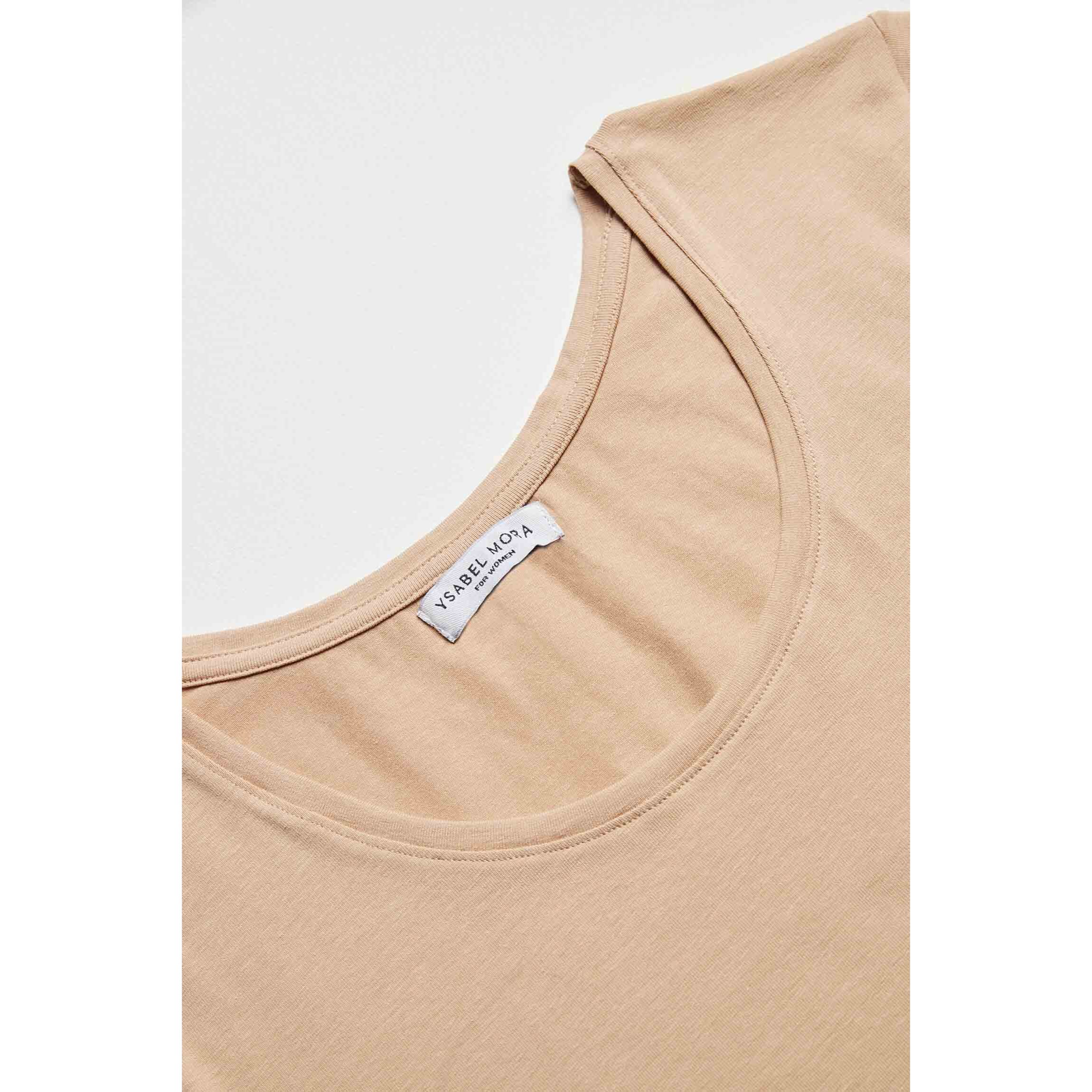 Maglietta in cotone beige a maniche corte