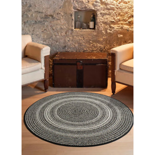 Alfombra de exterior-interior Silvana Negro, 120Ø cm