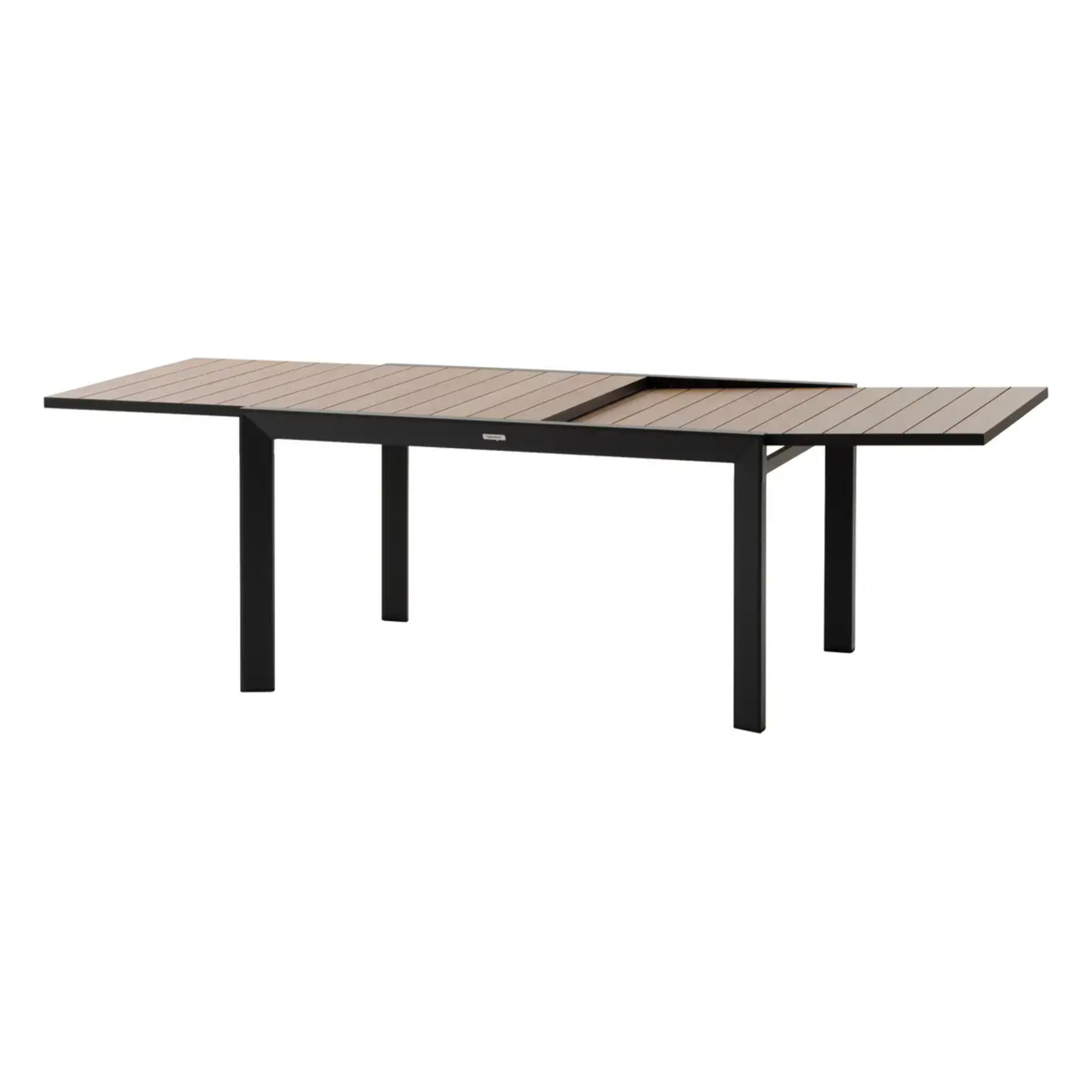 Table de jardin extensible coulissante "Évasion" effet bois honey & graphite 10 places lates en aluminium