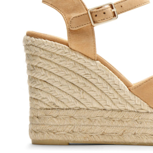 Sandalia de cuña Blaudell en ante con cierre de pulsera