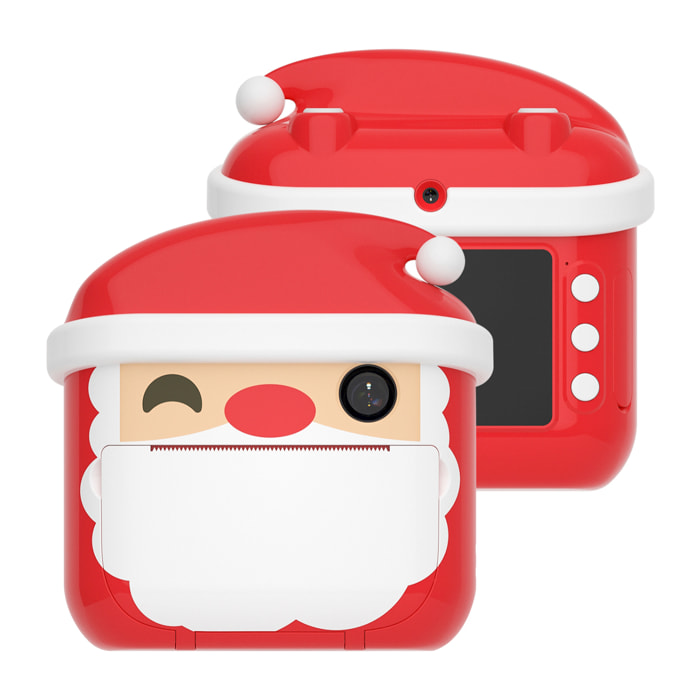 Cámara digital, diseño Papa Noel, de fotos 12mpx y video HD para niños. Impresión instantánea de tus fotos preferidas.