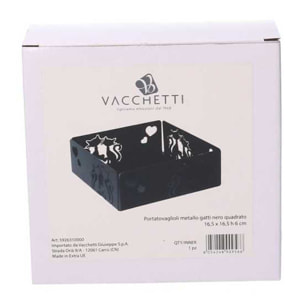 Portatovaglioli in metallo gatti nero quadrato cm16,5x16,5h6