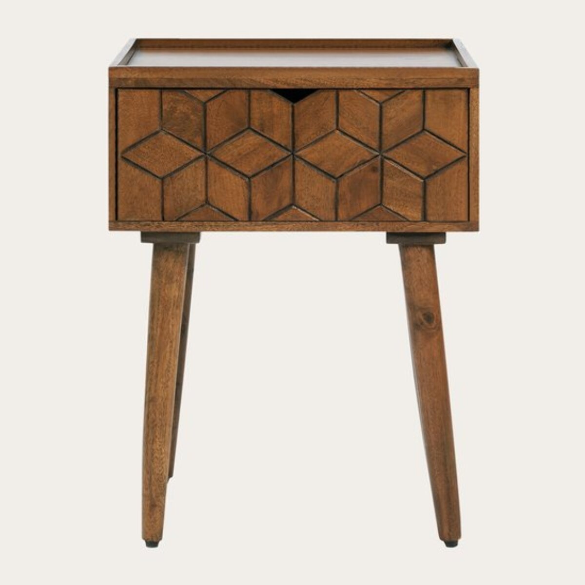 Table de chevet Asoka -bois massif de mangue-couleur noyer 39 x 52 x 35 cm