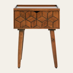 Table de chevet Asoka -bois massif de mangue-couleur noyer 39 x 52 x 35 cm