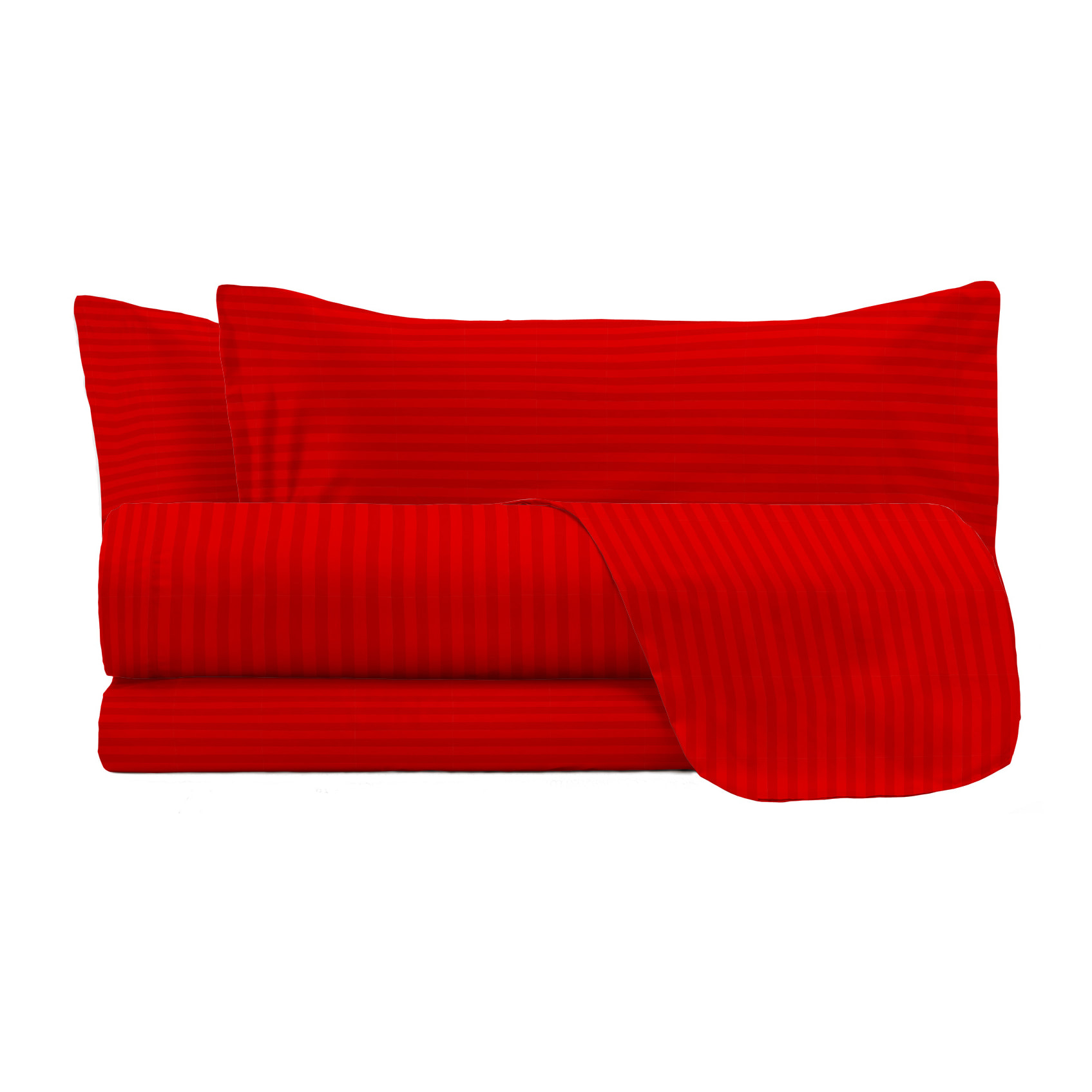 COMPLETO LETTO SATIN STRIPES RASO DI POLIESTERE MADE IN ITALY - MATRIMONIALE ROSSO