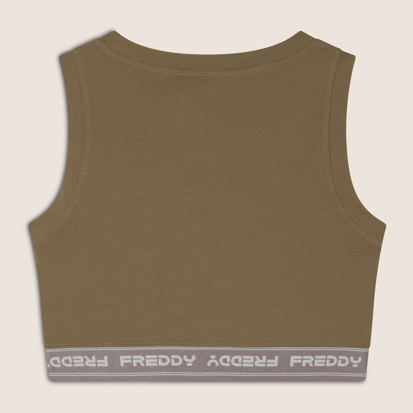 Top sportivo in heavy jersey stretch con elastico logato