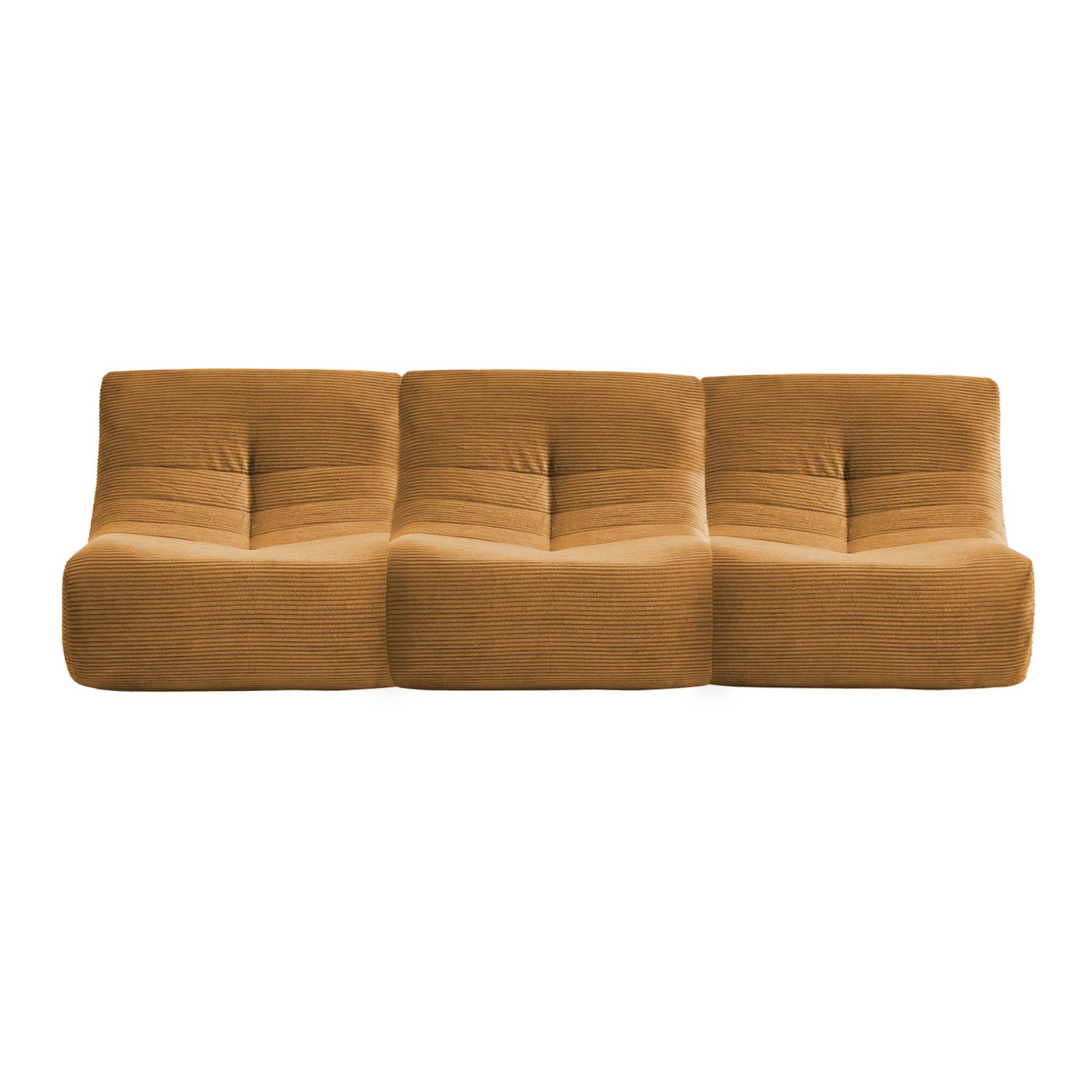 Chauffeuse velours côtelé 3 places moutarde L 91 x P 105 x H 72 cm - SOKOL