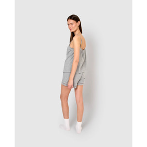 Pijama corto algodón vainica tirante gris