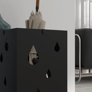 ParagÃƒÂ¼ero de Acero ParagÃƒÂ¼ero Negro con 4 Ganchos y Bandeja de Goteo Extraíble Porta Paraguas Diseño Tallado para Pasillo Entrada 15,5x15,5x41 cm