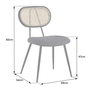Lot de 2 chaises en cannage et tissu boucle rouille ELENA