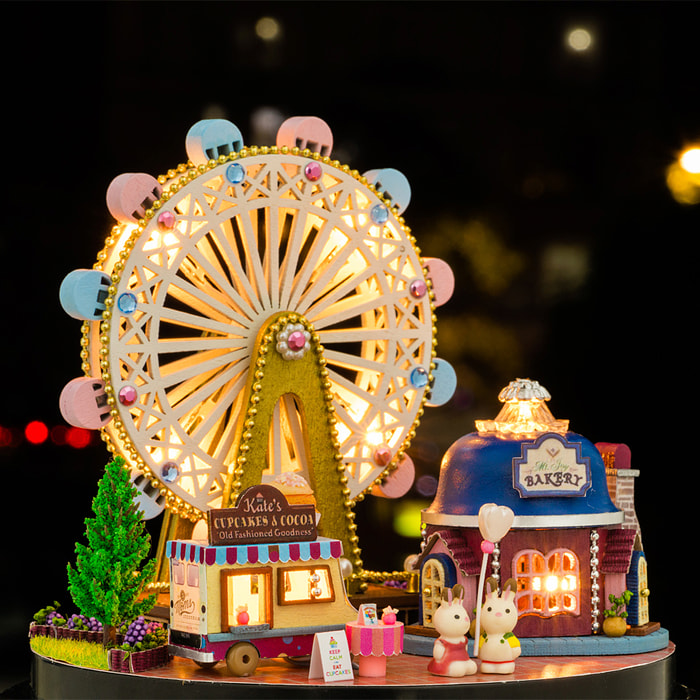 Colección Juntos Alrededor, Noria Feliz. Maqueta 3D realista con gran detalle, cubierta antipolvo y luces led.