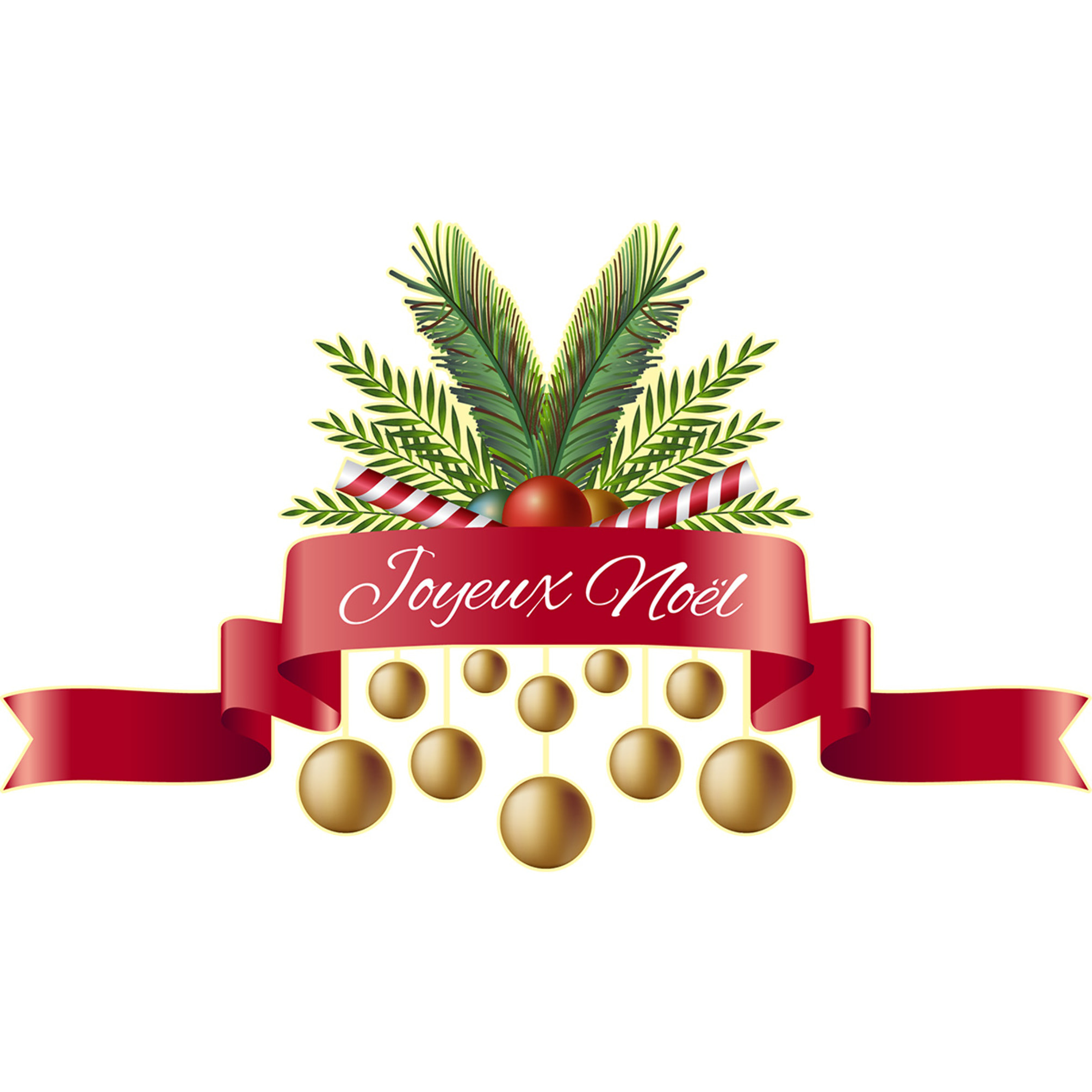 Sticker Noël ruban Joyeux Noël - Autocollants stickers adhésifs noël - décoration fêtes