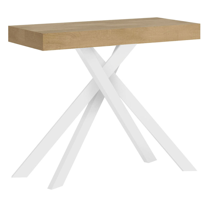 Consola extensible 90x40/196 cm Krack Small roble natural patas blancas