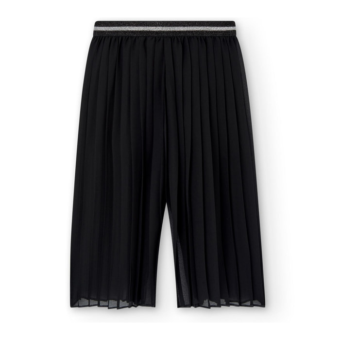 Pantalón palazzo plisado en negro con cintura elástica