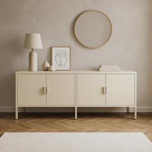 Mobile tv basso in metallo 4 ante 162x40x57 cm avorio - Pop