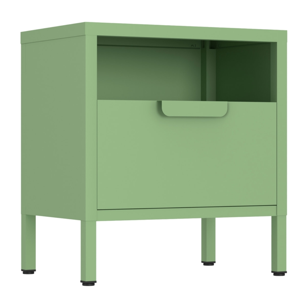 Comodino in metallo con cassetto 45x30x50cm verde salvia - Pop