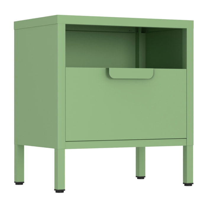 Comodino in metallo con cassetto 45x30x50cm verde salvia - Pop