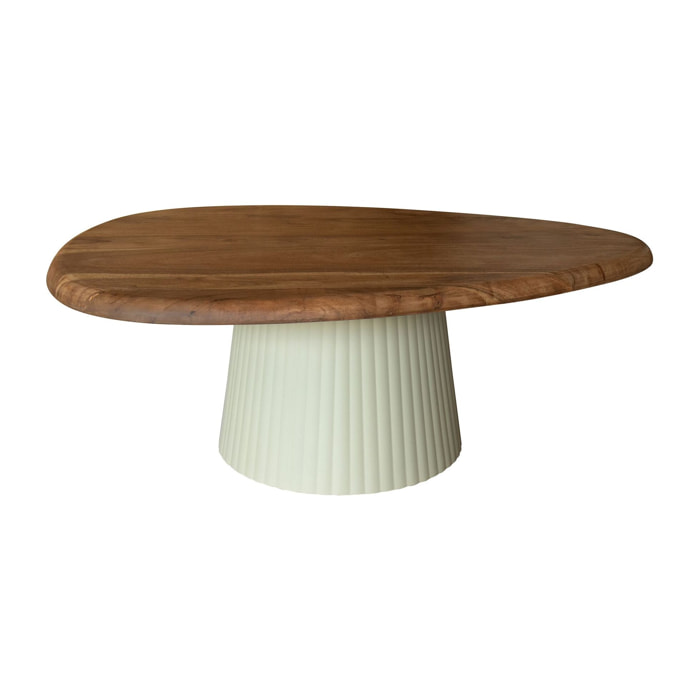 Table basse en bois d'acacia et pied en métal écru MALMO
