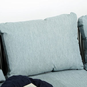 Conjunto de Muebles de Ratán 4 Piezas con Marco de Aluminio Set de Muebles de Jardín 2 Sofá de 2 Plazas Sofá de Esquina Mesa de Centro con 6 Cojines Acolchados para Exterior Patio Gris