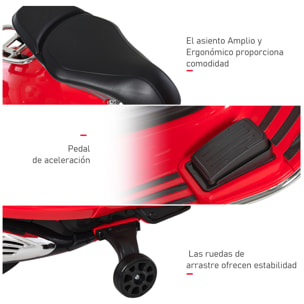 Moto Eléctrica con Faros Música 2 Ruedas Auxiliares Rojo