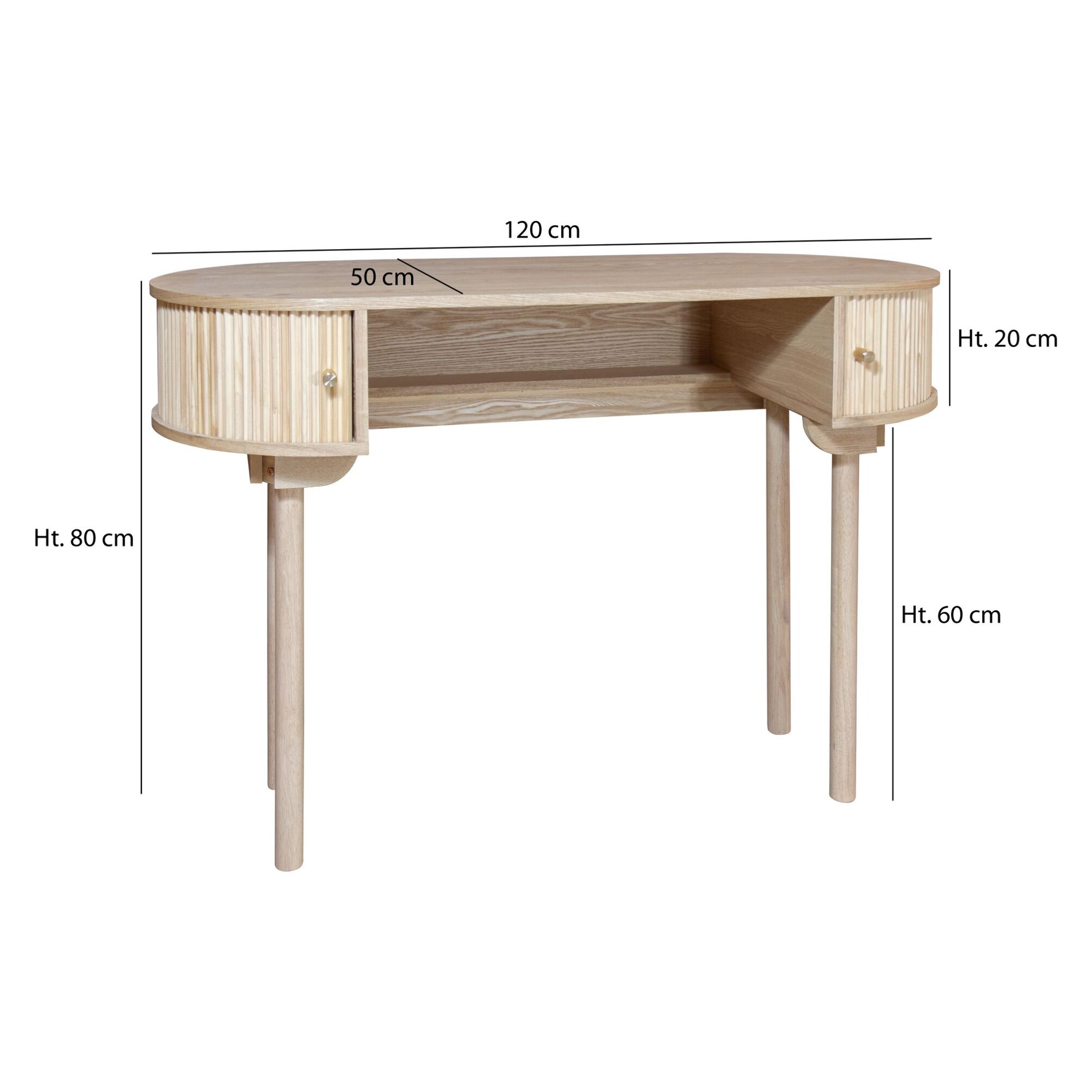 BUREAU EN BOIS DE PIN NATUREL AVEC DEUX PORTES 120X50X80CM HECTOR