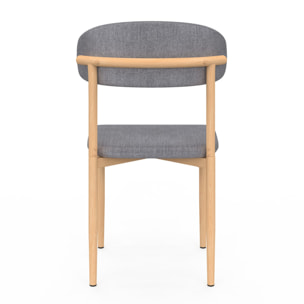 Chaises Callisto en tissu gris et pieds métal - lot de 6