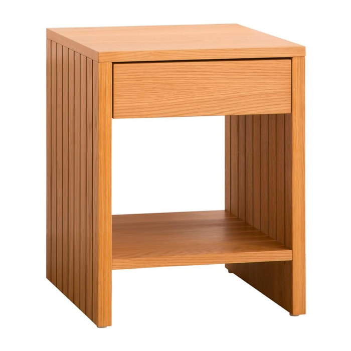 Table de chevet Haiku -tableau en tôle naturelle-couleur chêne naturel 40 x 50 x 40 cm