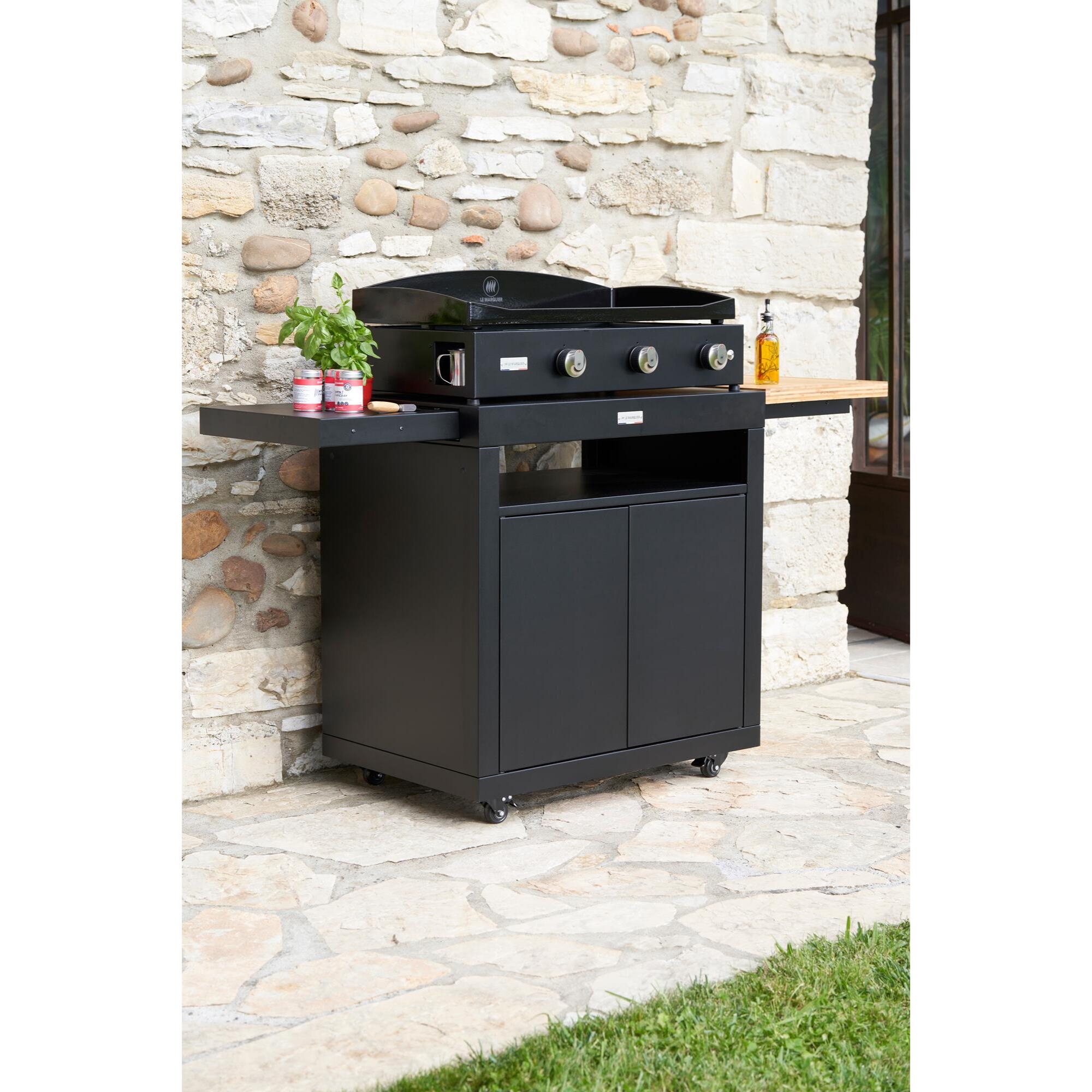 DESSERTE MEUBLE 80 AVEC TABLETTE NOIRE - LE MARQUIER