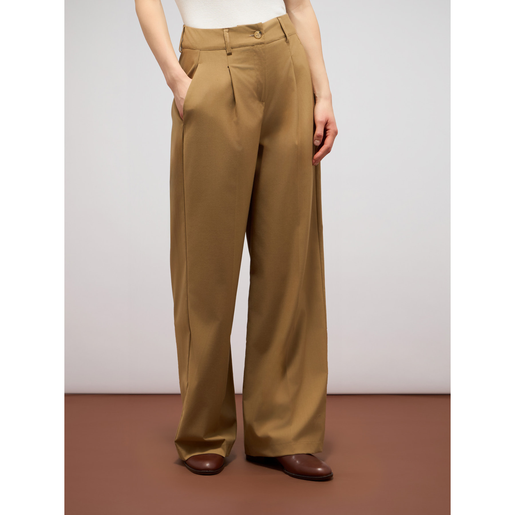 Oltre - Pantaloni palazzo in tessuto fluido - Beige