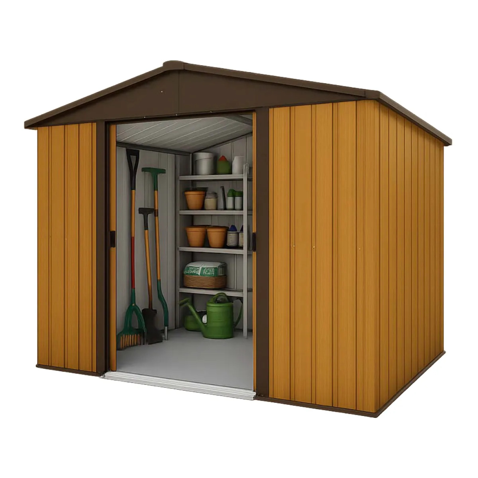 Abri de jardin métal aspect bois Yardmaster 5,3 m² + kit d'ancrage