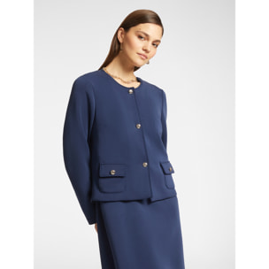 Elena Mirò - Chaqueta de cuello redondo en scuba - Azul